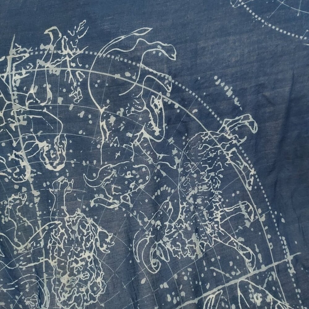 Scarf Large 50x56 Cobalt Blue Astrological Cotton Beach Wrap Zodiac Signs - Picture 9 of 15